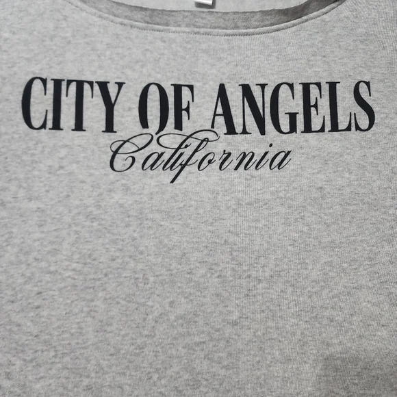 Gray City Of Angels California Off The Shoulder Sweatshirt - Picture 3 of 10